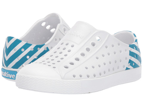 Incaltaminte fete native shoes jefferson glow block (toddlerlittle kid) shell whiteshell whiteultra blue glow