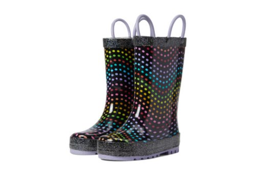 Incaltaminte fete western chief kids rainbow wave waterproof rain boot (toddlerlittle kid) black