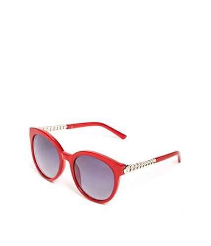 Ochelari femei guess chain-link round plastic sunglasses red
