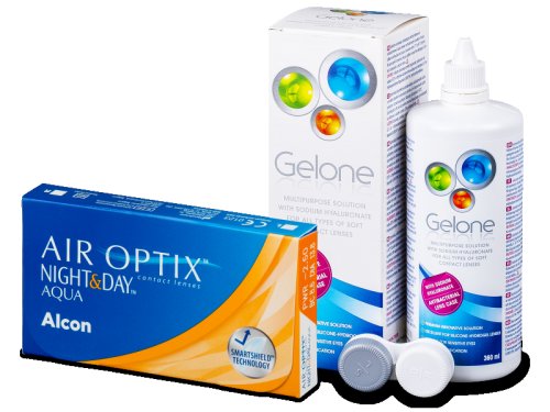 Pachet air optix night and day aqua (6 lentile) + soluție gelone 360 ml