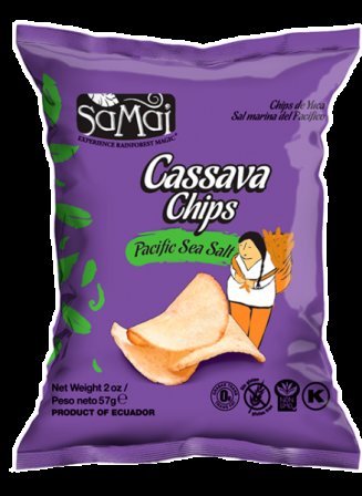 Chips de tapioca cassava cu sare de mare, 57g, samai
