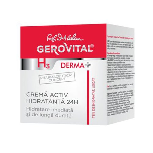 Crema activ hidratanta 24h h3 derma+, 50ml, gerovital