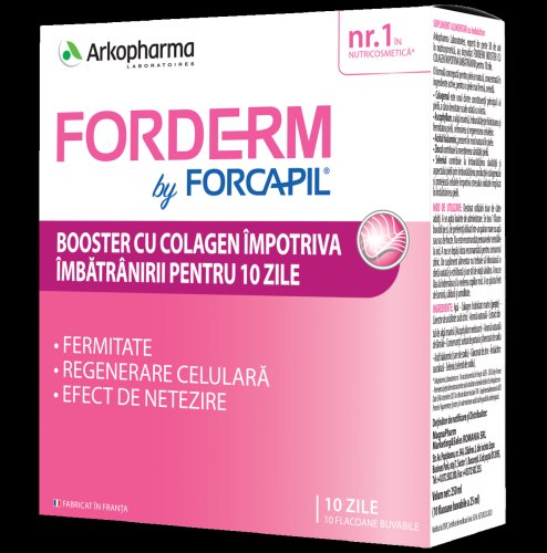 Forderm by forcapil booster cu colagen, 10 flacoane, arkopharma