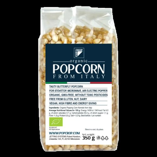 Porumb galben bio popcorn, 350g, popcrop