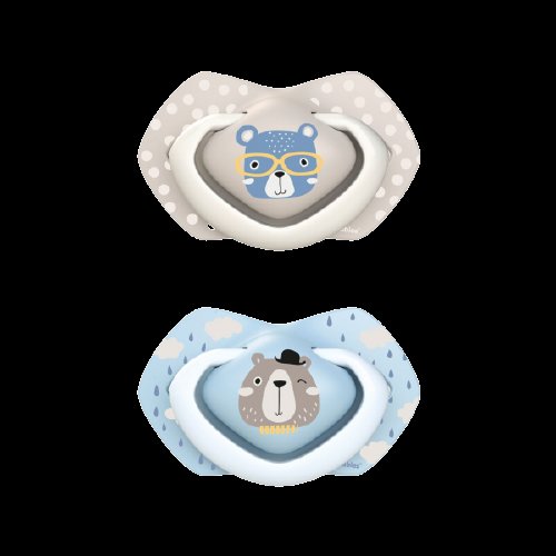 Suzeta albastra din silicon 6-18 luni bonjour paris, 2 bucati, canpol babies