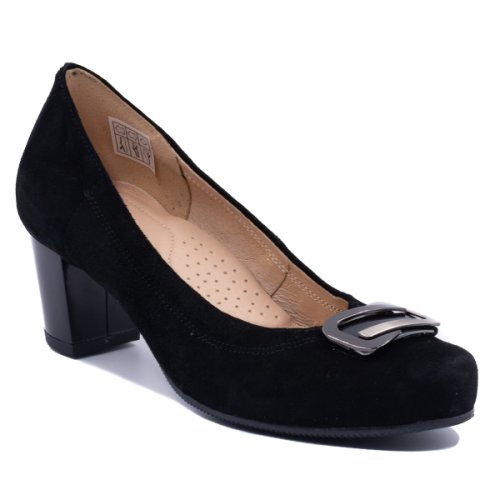 Pantofi casual eleganti dama, beatrixx, din piele naturala velour, culoare negru