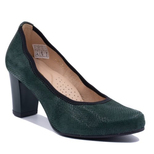 Pantofi eleganti dama, beatrixx, din piele naturala imprimata, culoare verde
