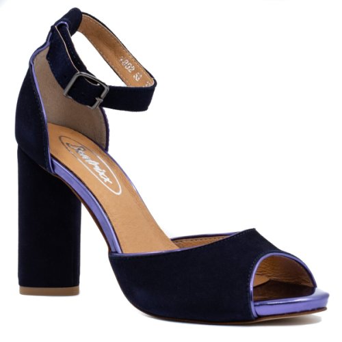 Pantofi eleganti dama, beatrixx, din piele naturala velour, culoare albastru indigo, cod 1802