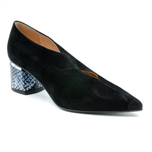Pantofi eleganti dama, beatrixx, din piele naturala velour, culoare negru, cod 1436-01