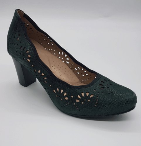 Pantofi eleganti dama, beatrixx, piele naturala perforata, culoare verde, cod paf392