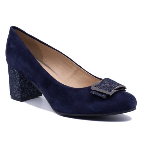 Pantofi eleganti dama, beatrixx, piele naturala velour, accesoriu elegant, culoare bleumarin