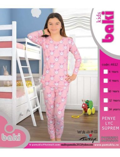Pijama fete cu model imprimat, baki, bunny