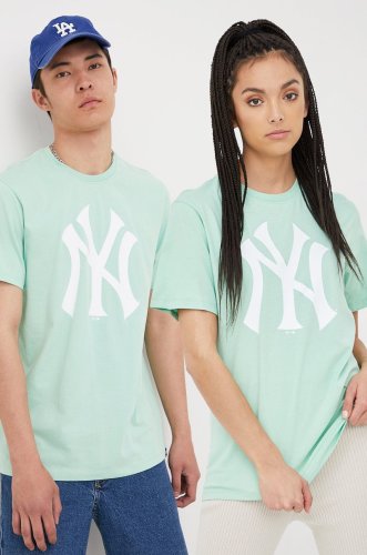 47brand tricou din bumbac mlb new york yankees culoarea verde, cu imprimeu