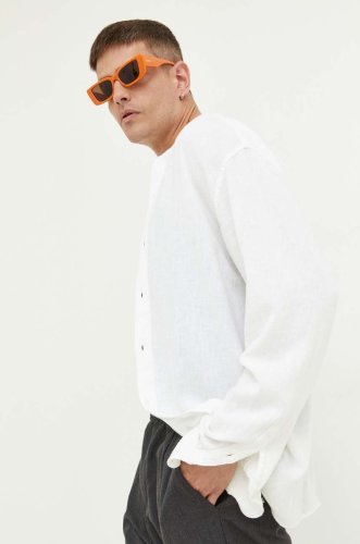 Abercrombie & fitch camasa de in culoarea alb, cu guler stand-up, regular
