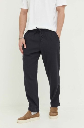 Abercrombie & fitch pantaloni din amestec de in culoarea negru, drept
