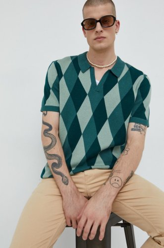 Abercrombie & fitch pulover barbati, culoarea verde, modelator