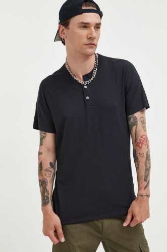 Abercrombie & fitch tricou barbati, culoarea negru, neted