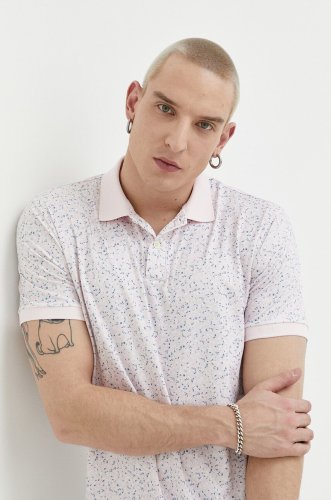 Abercrombie & fitch tricou polo barbati, culoarea roz, modelator