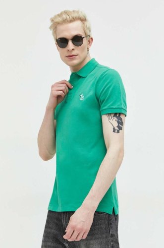 Abercrombie & fitch tricou polo barbati, culoarea verde, cu imprimeu