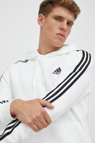 Adidas bluza barbati, culoarea alb, neted