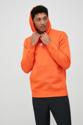Adidas bluza barbati, culoarea portocaliu, cu glugă, neted