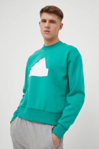 Adidas bluza barbati, culoarea verde, cu imprimeu