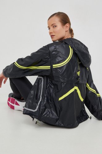 Adidas by stella mccartney jachetă de alergare truepace culoarea negru, de tranzitie, oversize