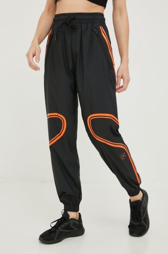 Adidas by stella mccartney pantaloni de trening truepace femei, culoarea negru, modelator