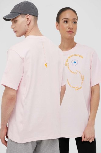 Adidas by stella mccartney tricou din bumbac culoarea roz, cu imprimeu