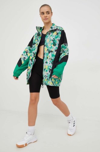 Adidas by stella mccartney windbreaker culoarea verde, de tranzitie, oversize
