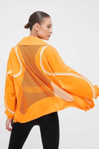 Adidas by stella mccartney windbreaker truepace culoarea portocaliu, de tranzitie, oversize