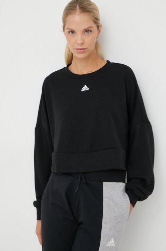 Adidas hanorac de antrenament studio femei, culoarea negru, neted