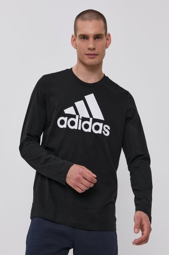 Adidas longsleeve bărbați, culoarea negru, cu imprimeu
