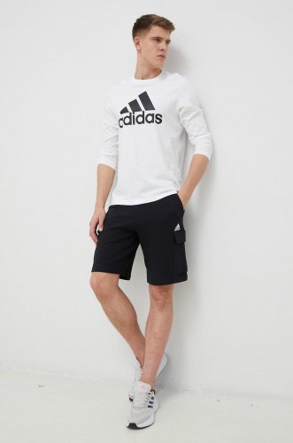 Adidas longsleeve din bumbac culoarea alb, cu imprimeu