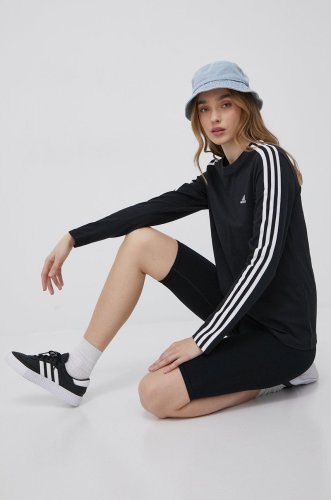 Adidas longsleeve din bumbac culoarea negru