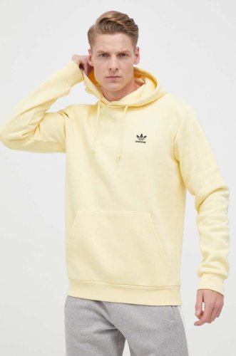 Adidas originals bluza barbati, culoarea galben, cu glugă, cu imprimeu