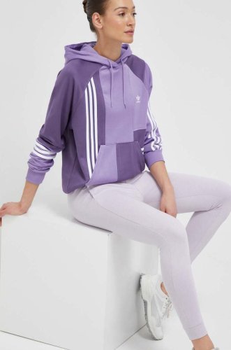Adidas originals bluza femei, culoarea violet, cu glugă, modelator