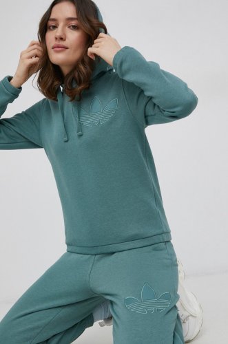 Adidas originals bluza trefoil moments femei, culoarea turcoaz, neted
