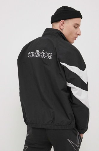 Adidas originals geaca barbati, culoarea negru, de tranzitie, oversize