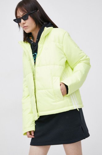 Adidas originals geacă femei, culoarea galben, de tranzitie