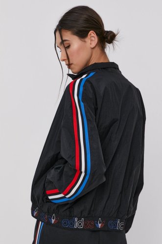 Adidas originals geacă femei, culoarea negru, de tranzitie