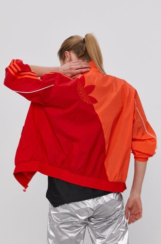 Adidas originals geacă femei, culoarea portocaliu, de tranzitie