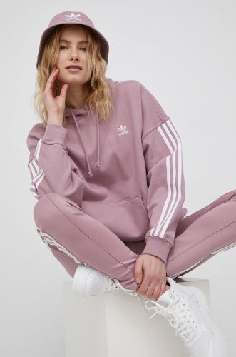 Adidas originals hanorac de bumbac adicolor femei, culoarea roz, neted