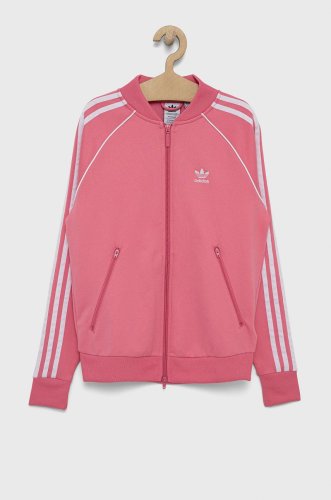 Adidas originals hanorac de bumbac pentru copii culoarea roz, cu imprimeu