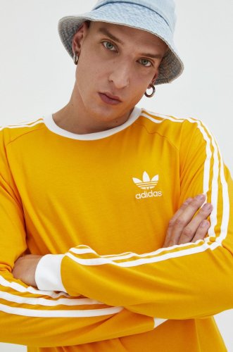 Adidas originals longsleeve barbati, culoarea galben, neted