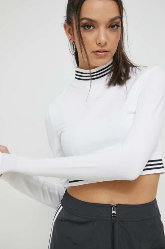 Adidas originals longsleeve femei, culoarea alb, cu turtleneck