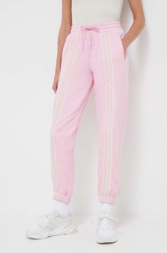 Adidas originals pantaloni de trening din bumbac culoarea roz, cu imprimeu