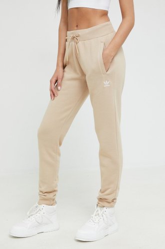 Adidas originals pantaloni de trening femei, culoarea bej, neted hj7850-magbei