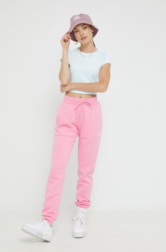 Adidas originals pantaloni de trening femei, culoarea roz, neted hj7848-blipnk