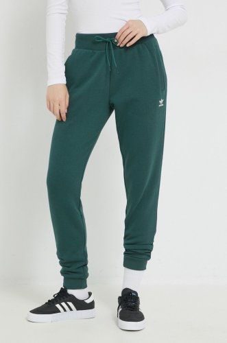Adidas originals pantaloni de trening femei, culoarea verde, neted